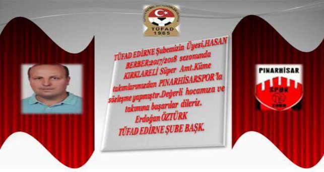 “Hasan Hocamıza ve Pınarhisarspor’a başarılar dileriz”
