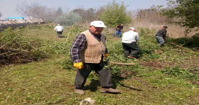 İmece usulü mezarlığı temizlediler