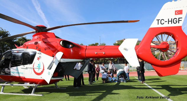 Helikopter ambulans Poyralı Köylüsü için havalandı