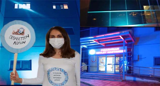 Hastane mavi renk ile ışıklandırıldı