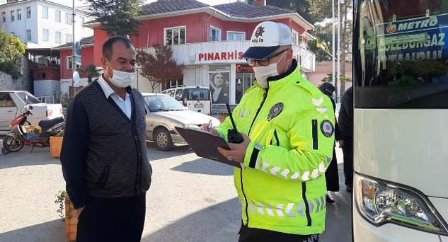 Pınarhisar’da otobüslere korona denetimi