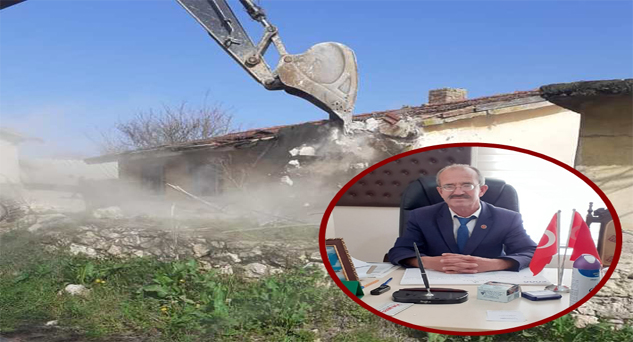 Çayırdere Köyündeki metruk bina yıkıldı