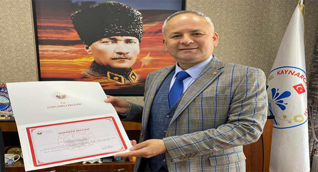 Vali’den Başkan Türker’e Teşekkür Belgesi