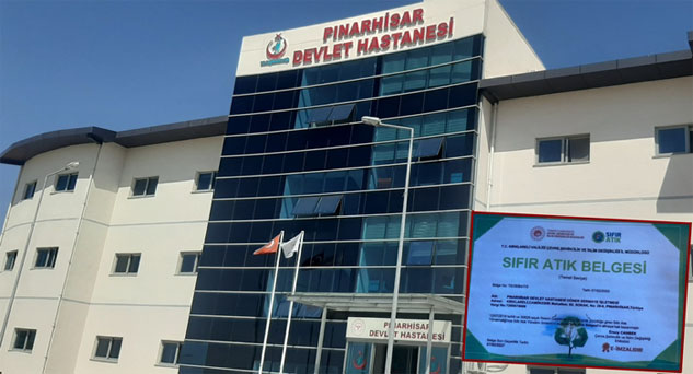 Pınarhisar Devlet Hastanesine Sıfır Atık Belgesi