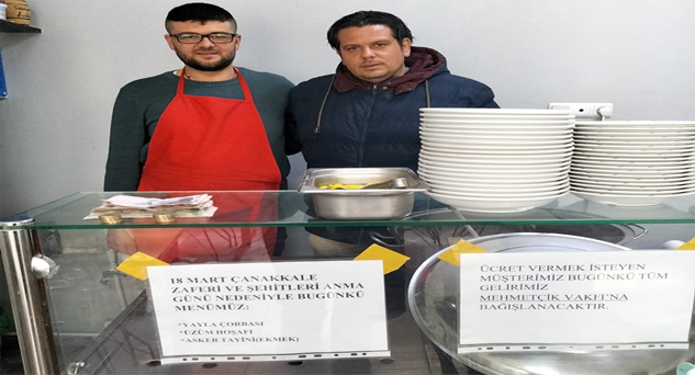 Lokantada ‘Çanakkale menüsü’