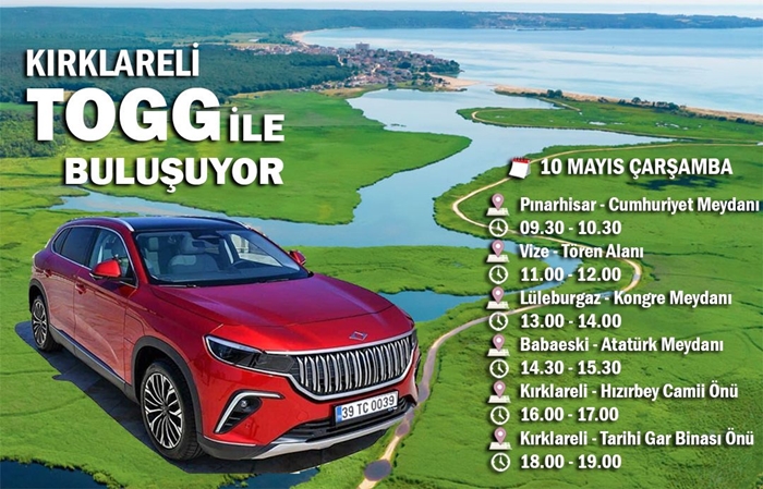 Kırklareli yarın TOGG ile buluşuyor