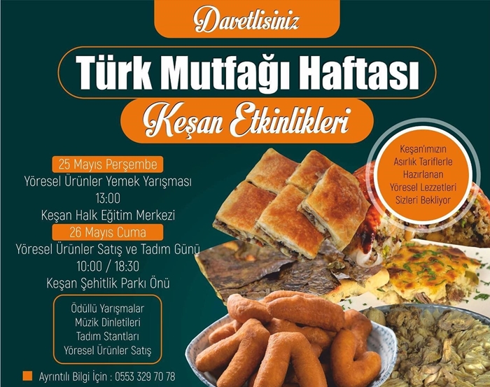 Türk Mutfağı Haftası Keşan Etkinlikleri bugün başlıyor