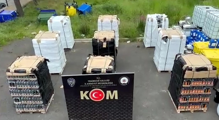 Tekirdağ'da sahte içki üretimi yapılan çiftliğe baskın; 6 gözaltı