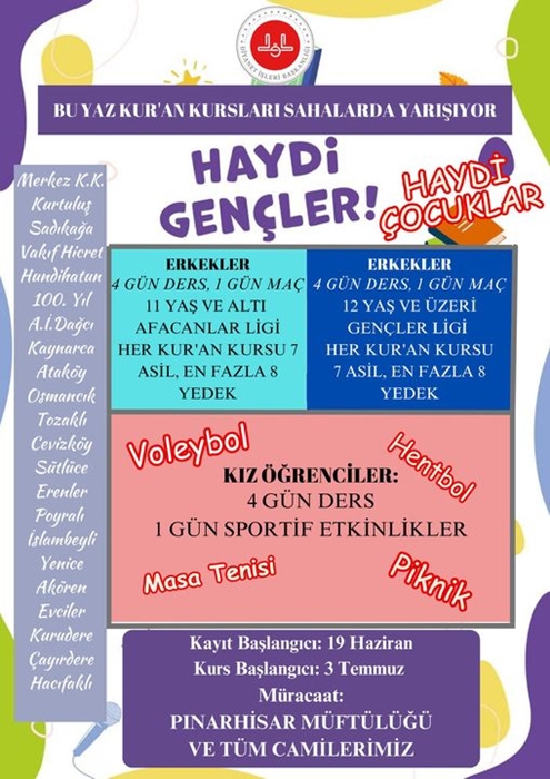 Kur’an Kursları sahalarda yarışacak