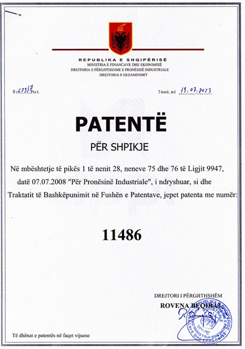 Buluş Yurtdışında Patent ile Tescillendi