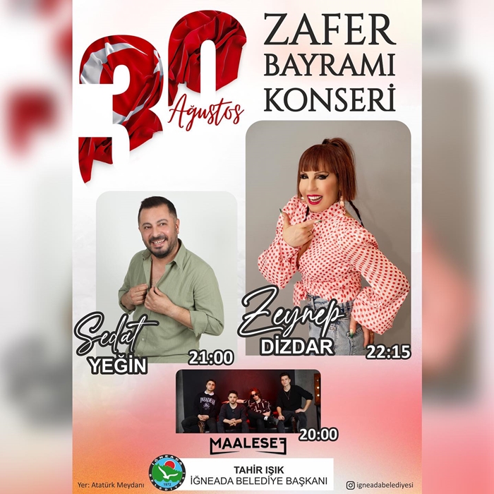 İğneada’da 30 Ağustos Zafer Bayramı Konseri Düzenlenecek