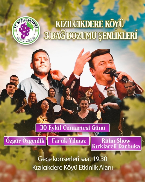 Kızılcıkdere Bağ Bozumu Şenlikleri 30 Eylül’de Başlayacak