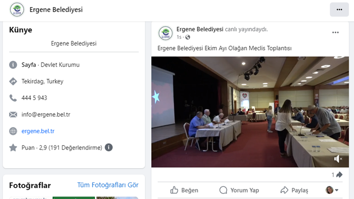 Ergene Belediyesi Meclis Toplantısı'nı Canlı Yayınladı