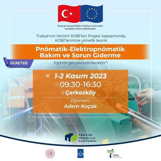 Pnömatik ve Elektropnömatik Eğitimi 1-2 Kasım'da