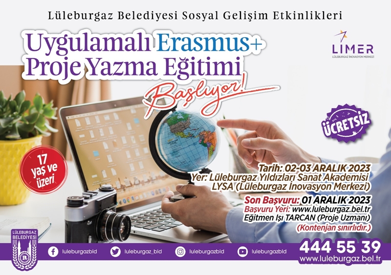 Lüleburgaz Belediyesi, Uygulamalı Erasmus+ Proje Yazma Eğitimi Düzenliyor