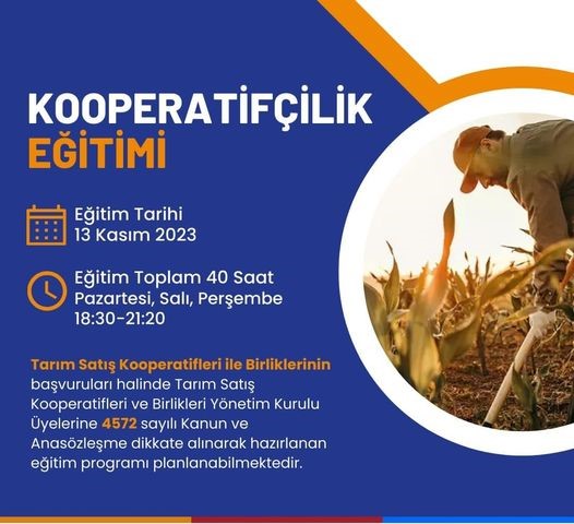 Kooperatifçilik Eğitimi 13 Kasım Yarın Başlıyor