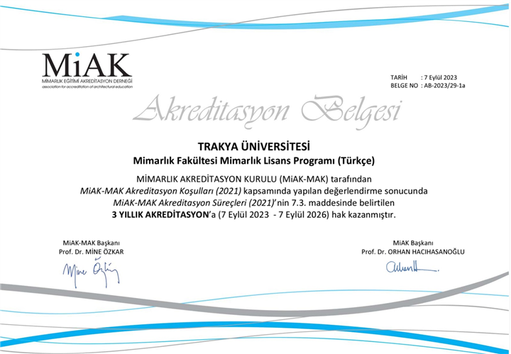 Trakya Üniversitesi Mimarlık Fakültesinde Akreditasyon Sevinci