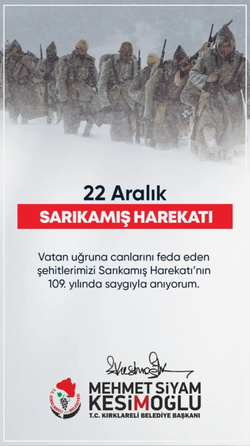 Kesimoğlu, Sarıkamış Şehitlerini Anma Paylaşımı Yaptı